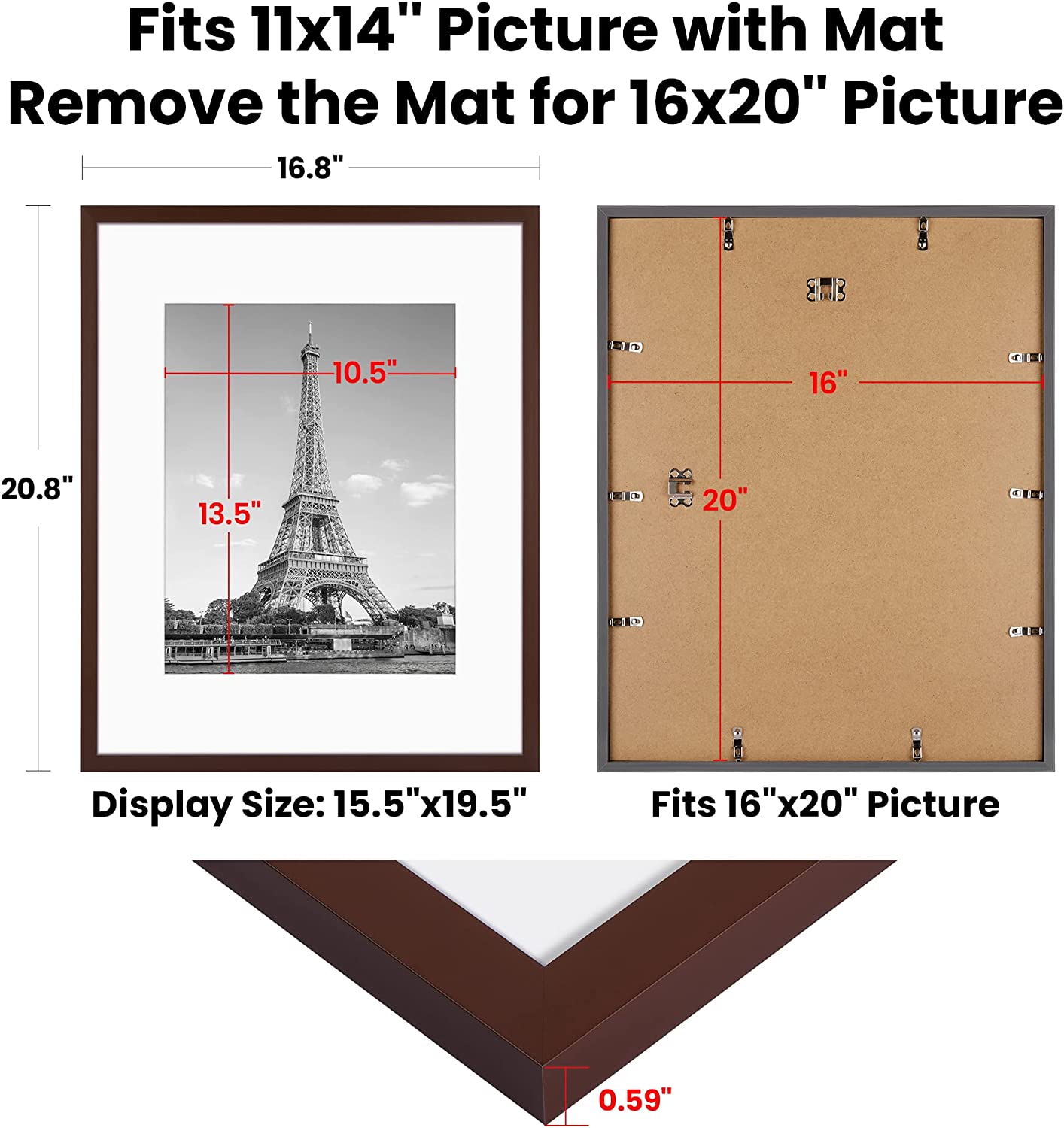 Upsimples 16x20 Picture Frame Set Of 5 Display Pictures 11x14 With Ma Upsimples Direct 8031