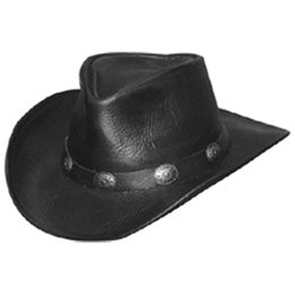 Black Leather Size 8 Cowboy Hats with Buckle Trim | Big Hat Store