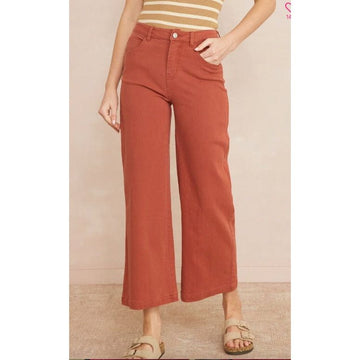 High Waist Wide Leg Pants - Rust