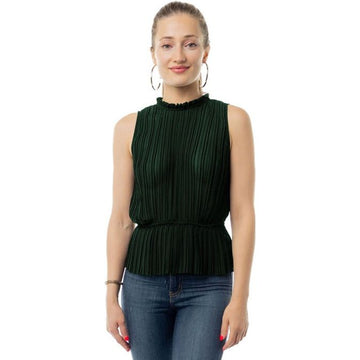 Pleated Peplum Top - Forest Green