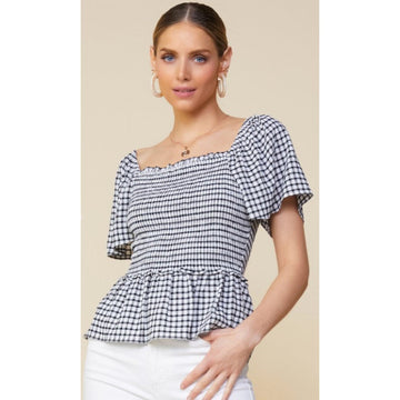 Reed Gingham Top - Black & White