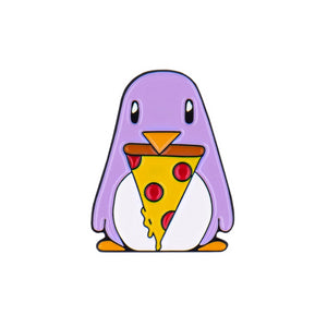 penguin eating pizza