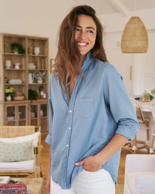 Frank & Eileen, Eileen Relaxed Button Up Woven Shirt - Stone-Washed Indigo  Flushed