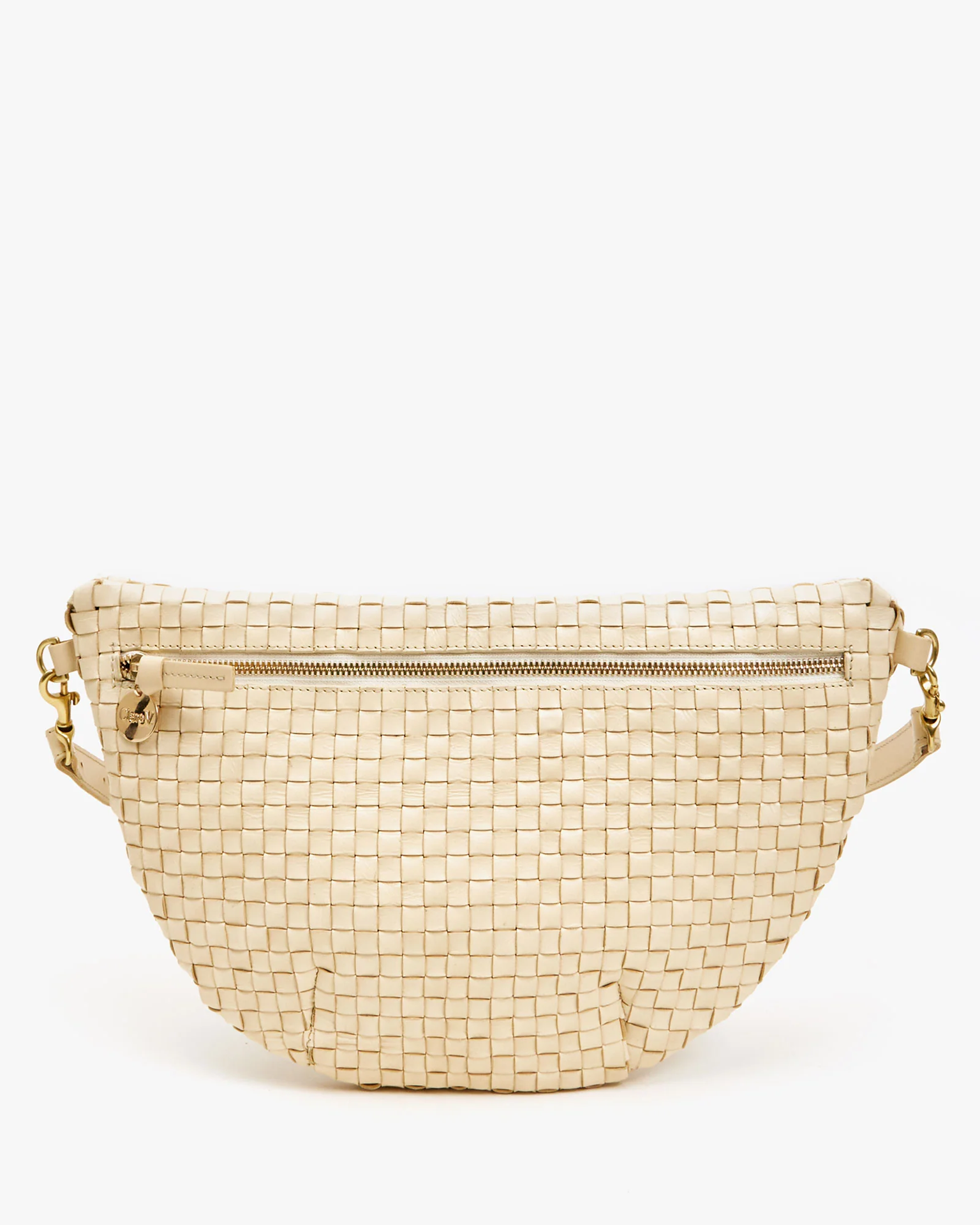 Clare V. Grande Fanny in Natural Woven Checker - Bliss Boutiques