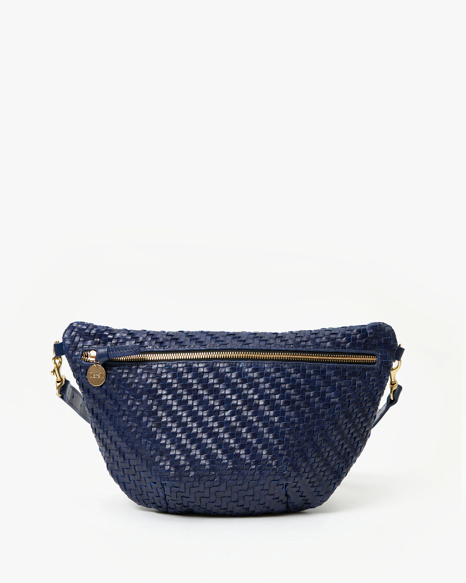 Clare V. Petit Moyen Messenger in Black & Cream Woven Check