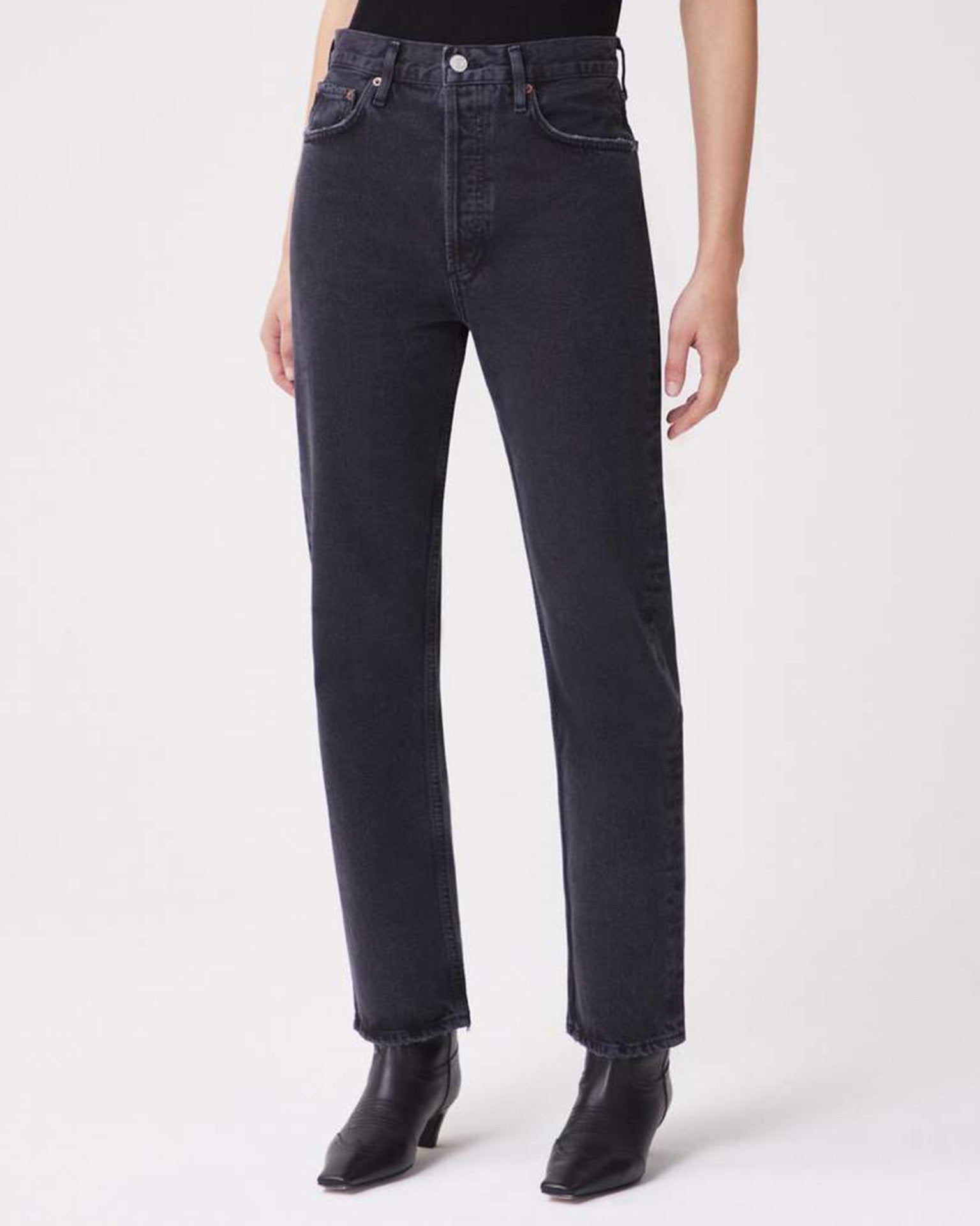 AGOLDE Toni Mid Rise Slim Straight in Dime- Bliss Boutiques