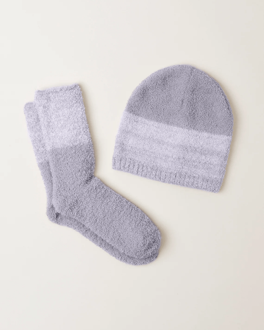 Barefoot Dreams Cozychic Heathered Socks in Oyster & White- Bliss