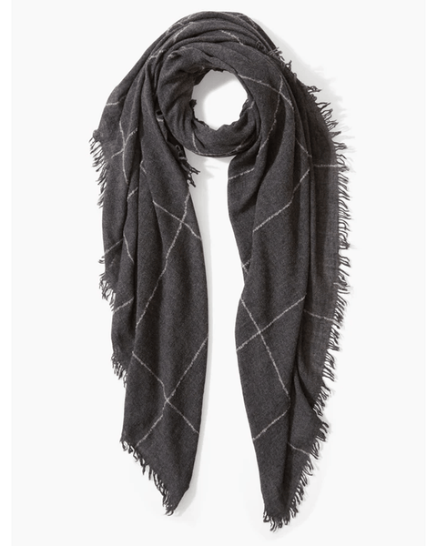 Chan Luu Cashmere Silk Brush Stroke Check Scarf