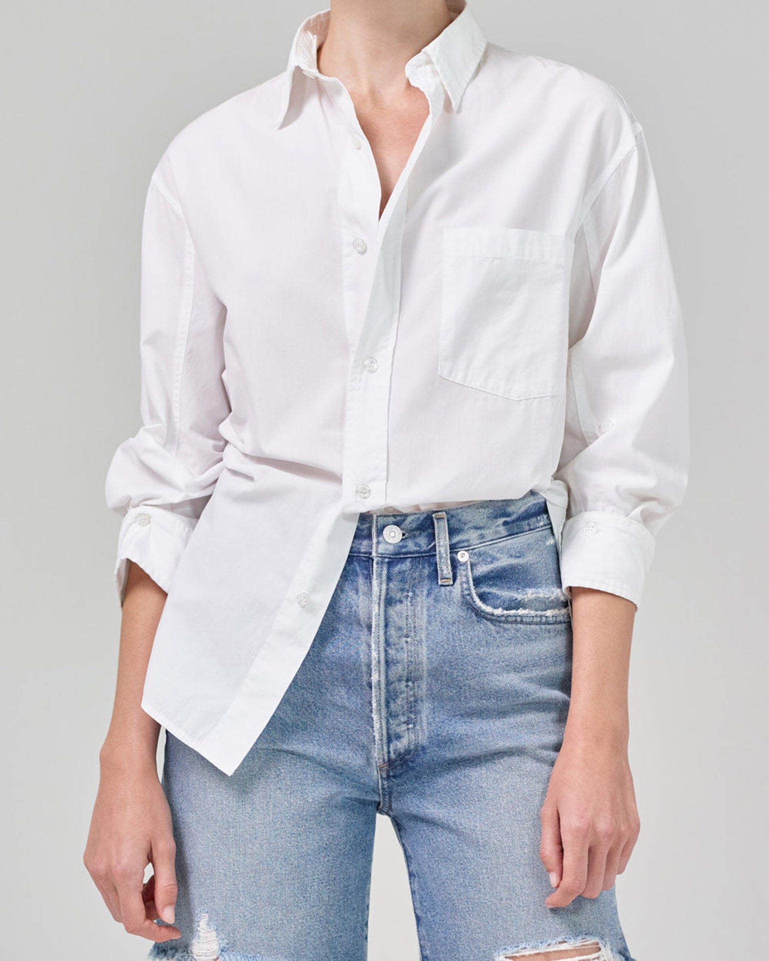 Citizens of Humanity Cropped Western Shirt in Pharos- Bliss Boutiques