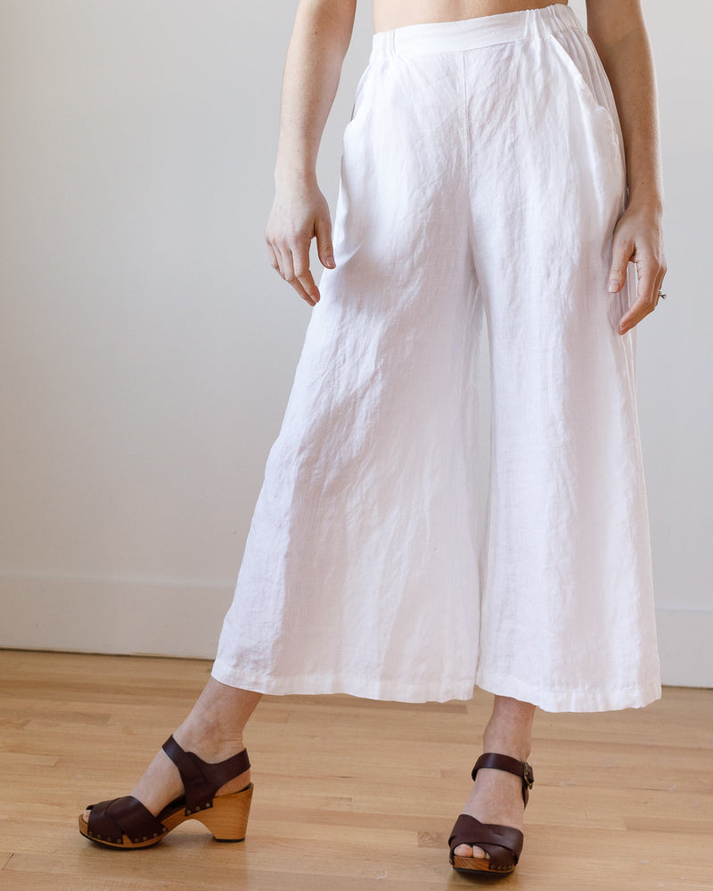 CP Shades Cropped Wendy Pant in White Linen - Bliss Boutiques