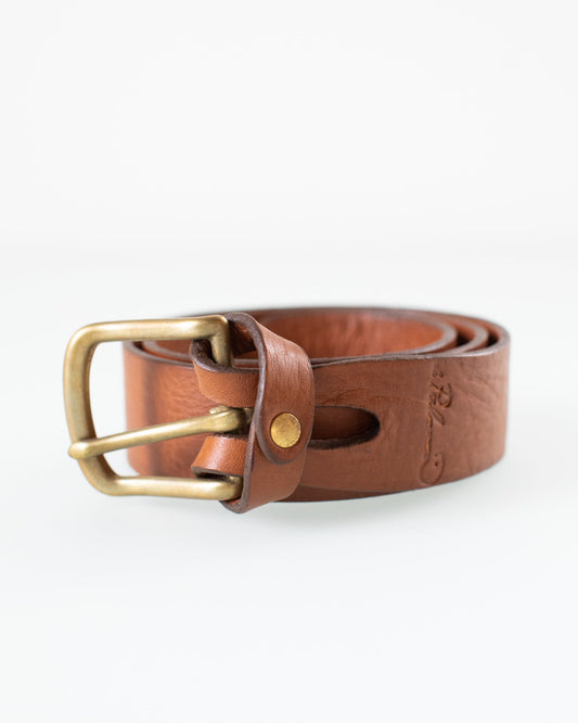 Depalma Handsewn Mon Senor Belt in Black w/ Brass- Bliss Boutiques