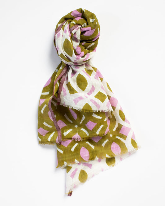Épice Striped Scarf in Olive- Bliss Boutiques