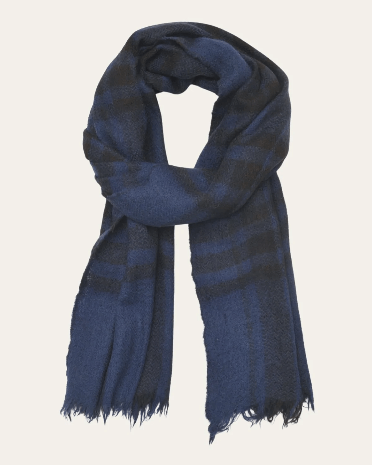 mois Mont No 625 Icon Wool Silk Sqr Scarf in Navy Blue