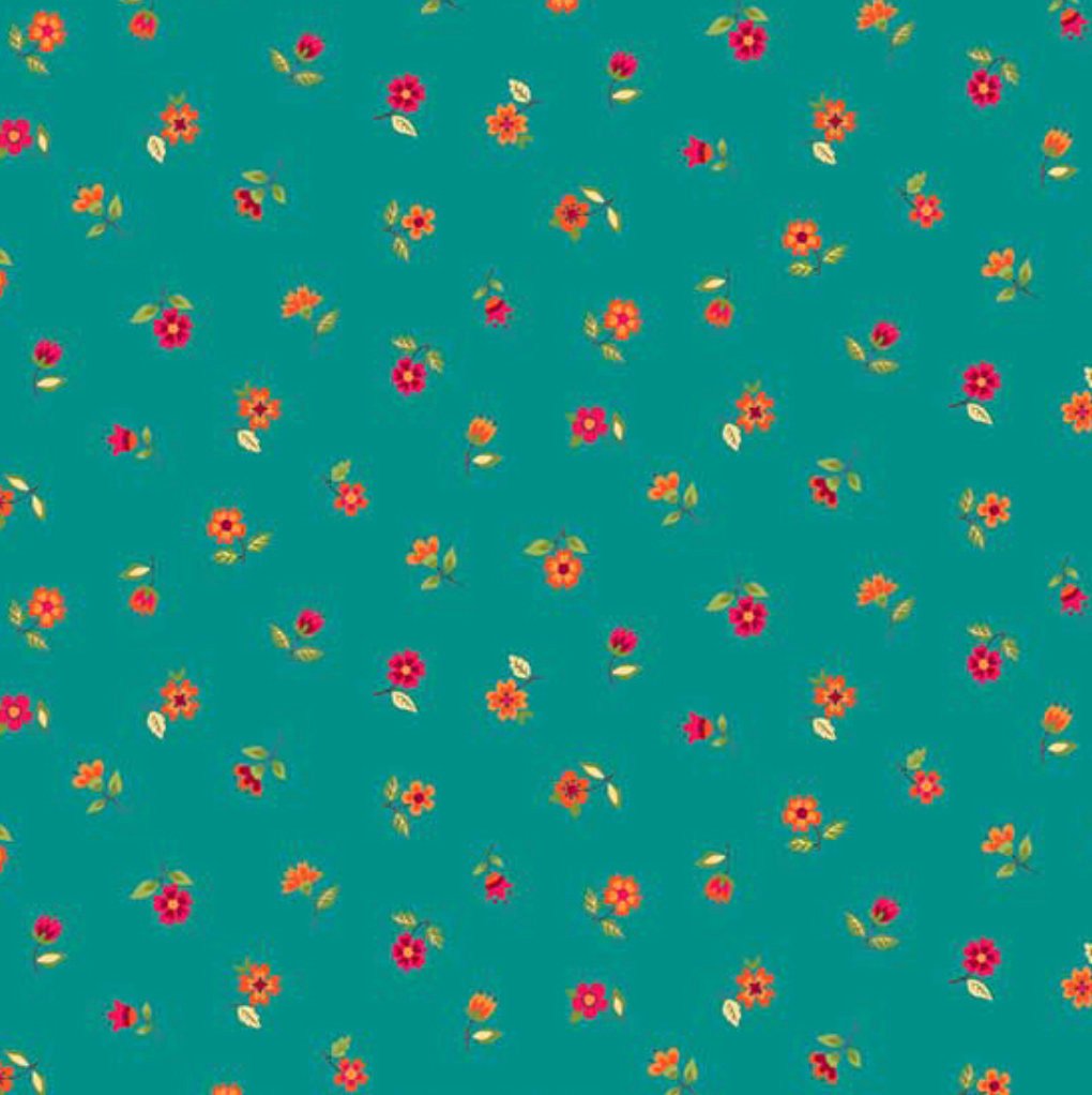 Andover Fabrics - Bloom - Autumn - Floral Scatter Teal