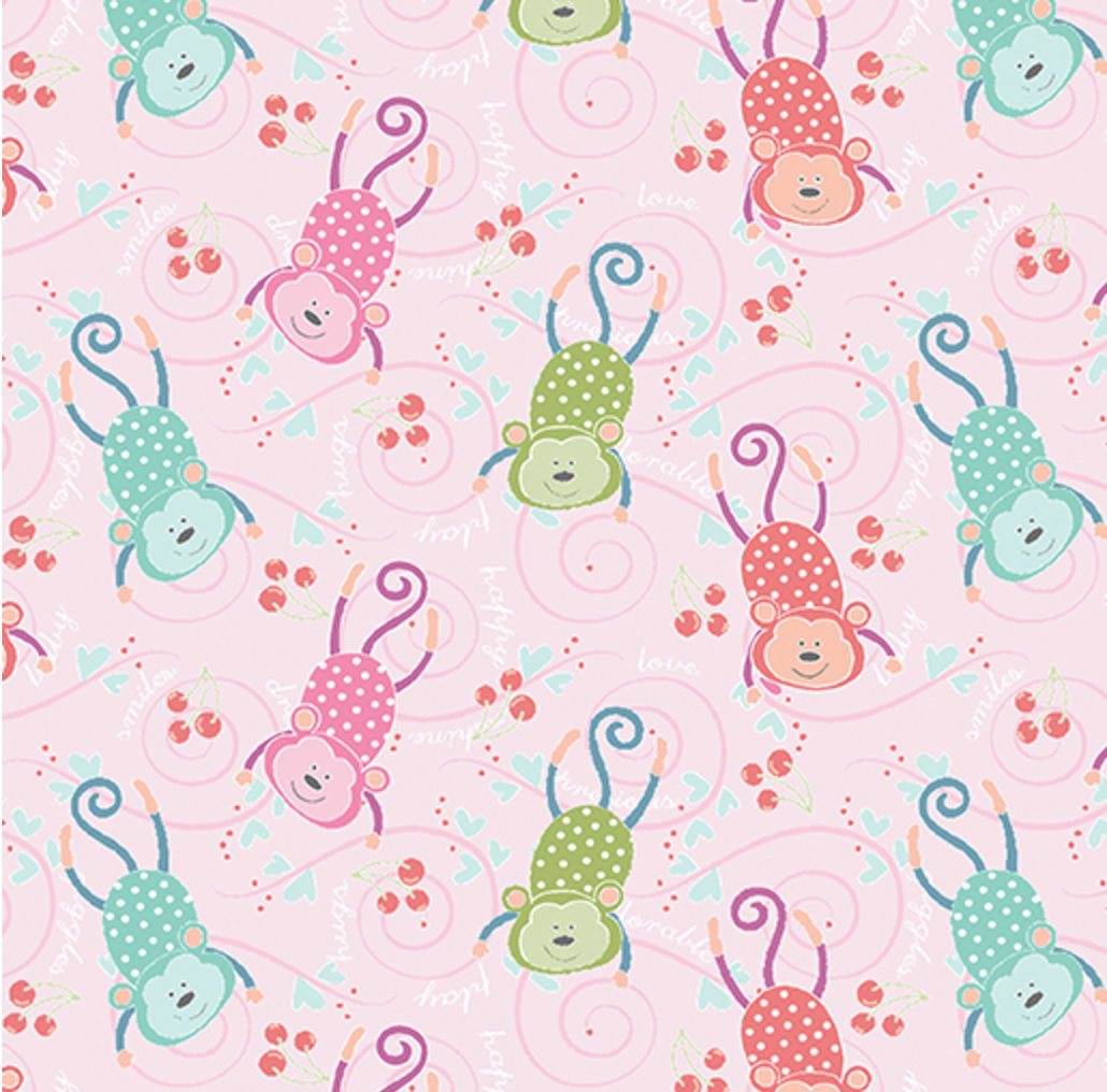 My Little Sunshine My Little Monkeys Light Pink – Royal Motif Fabrics
