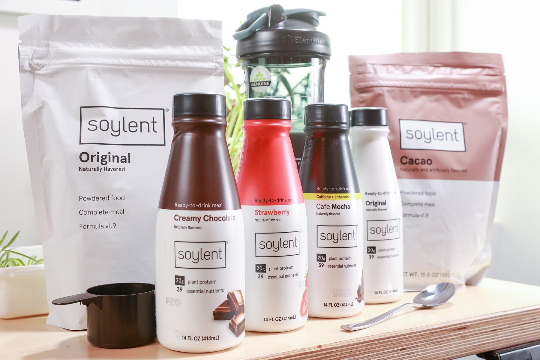 Product display of Soylent products