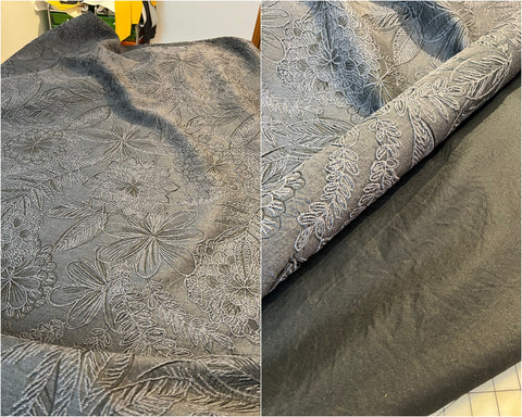 Left - wool jacquard face. Right - backed with nylon tricot.