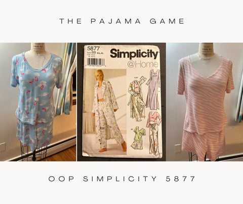 Blue Flamingo PJs, OOP pattern, Pink Animal Stripe PJs