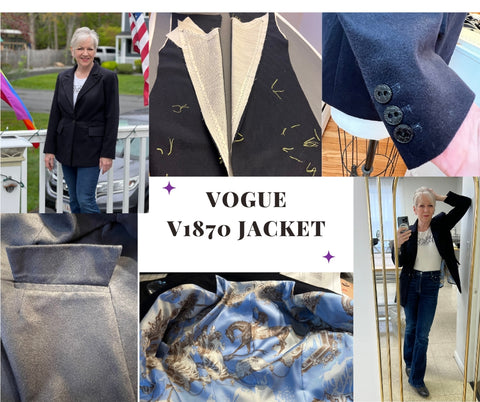 6 images of a navy blue cashmere blazer