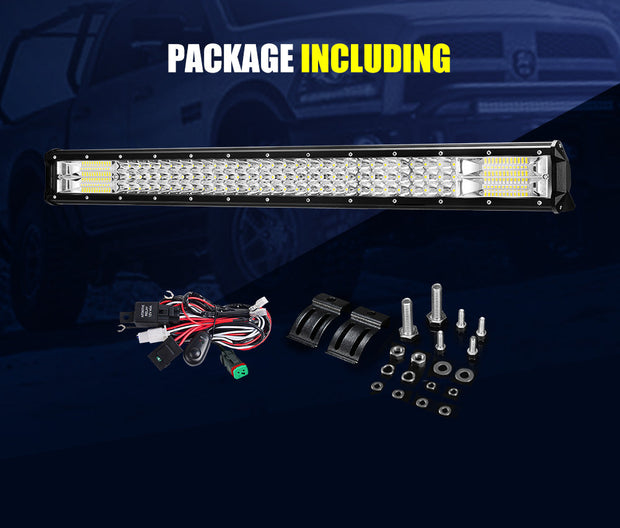 LIGHTFOX 28 Inch Slim LED Light Bar - Single Row Off Road Light Bars with  DT Connector, Waterproof Grille Lighting 140W 17612LM Spot Flood Combo