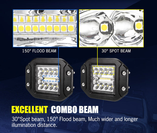 Pair 6inch Osram LED Work Lights 1Lux @ 300m 10,098 Lumens Side