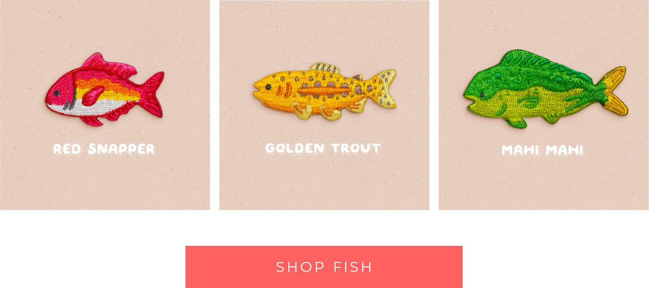 ACNH embroidered fish pins