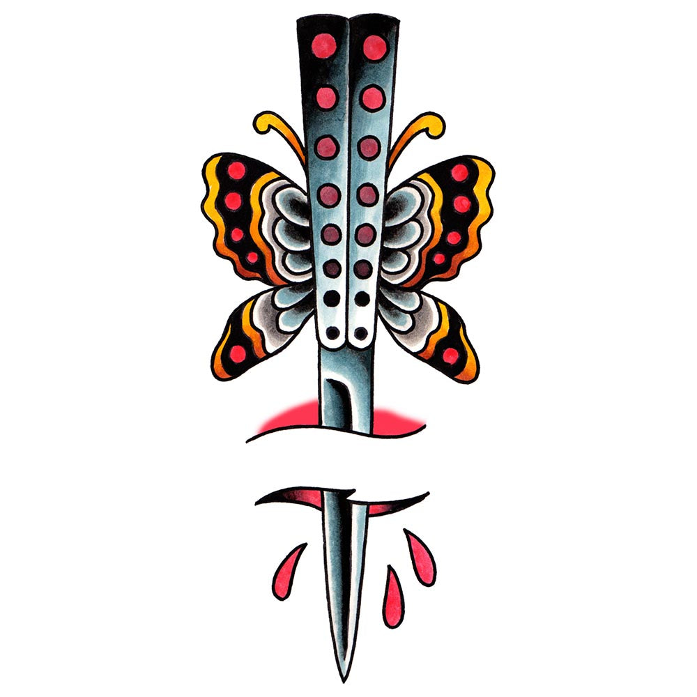 Butterfly Dagger Tattoo Design  Poster for Sale by HelenaMorpho  Redbubble