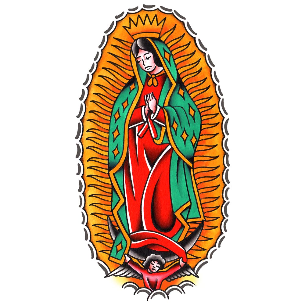 Guadalupe American Traditional Temporary Tattoo by Toddler Tattoos