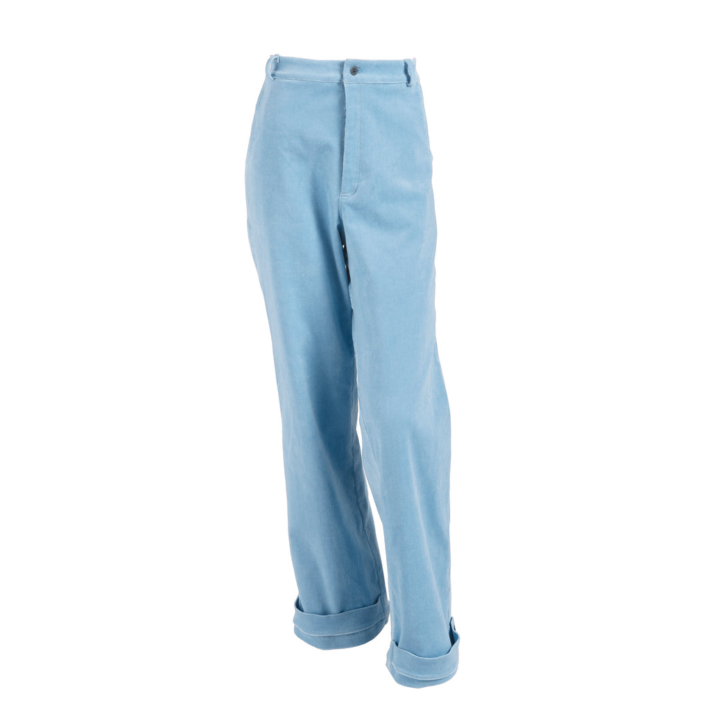 Ribbed Corduroy High Waist Trousers With Pockets Baby Blue – relax baby ...