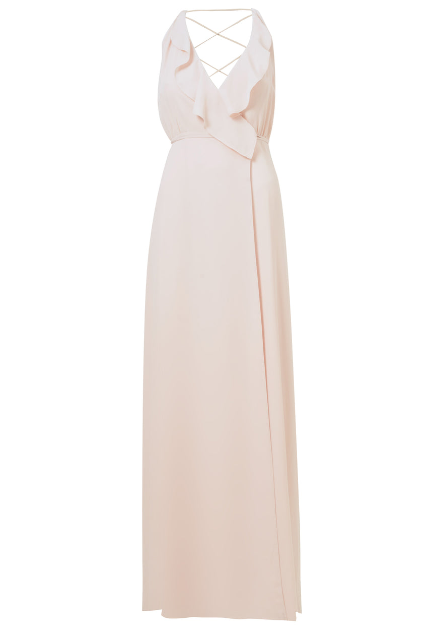 wayf jamie ruffle wrap gown