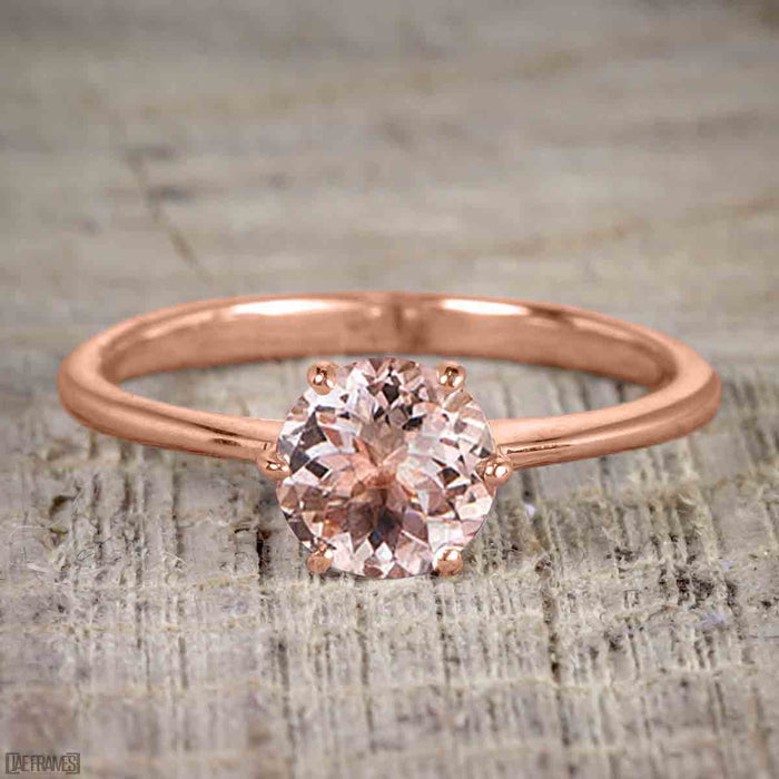 simple solitaire ring rose gold morganite