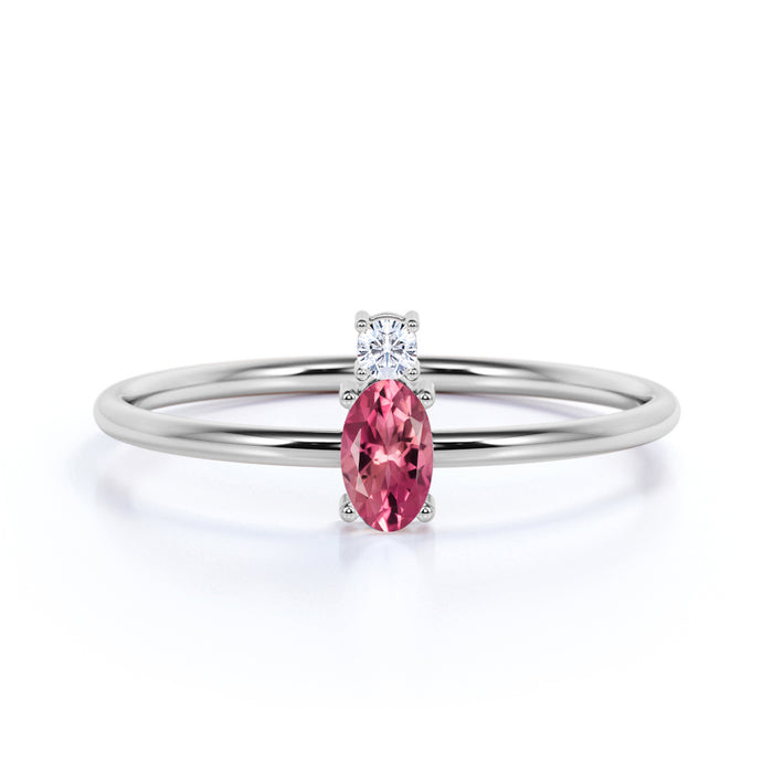 Minimalist Oval Cut Pink Tourmaline and 