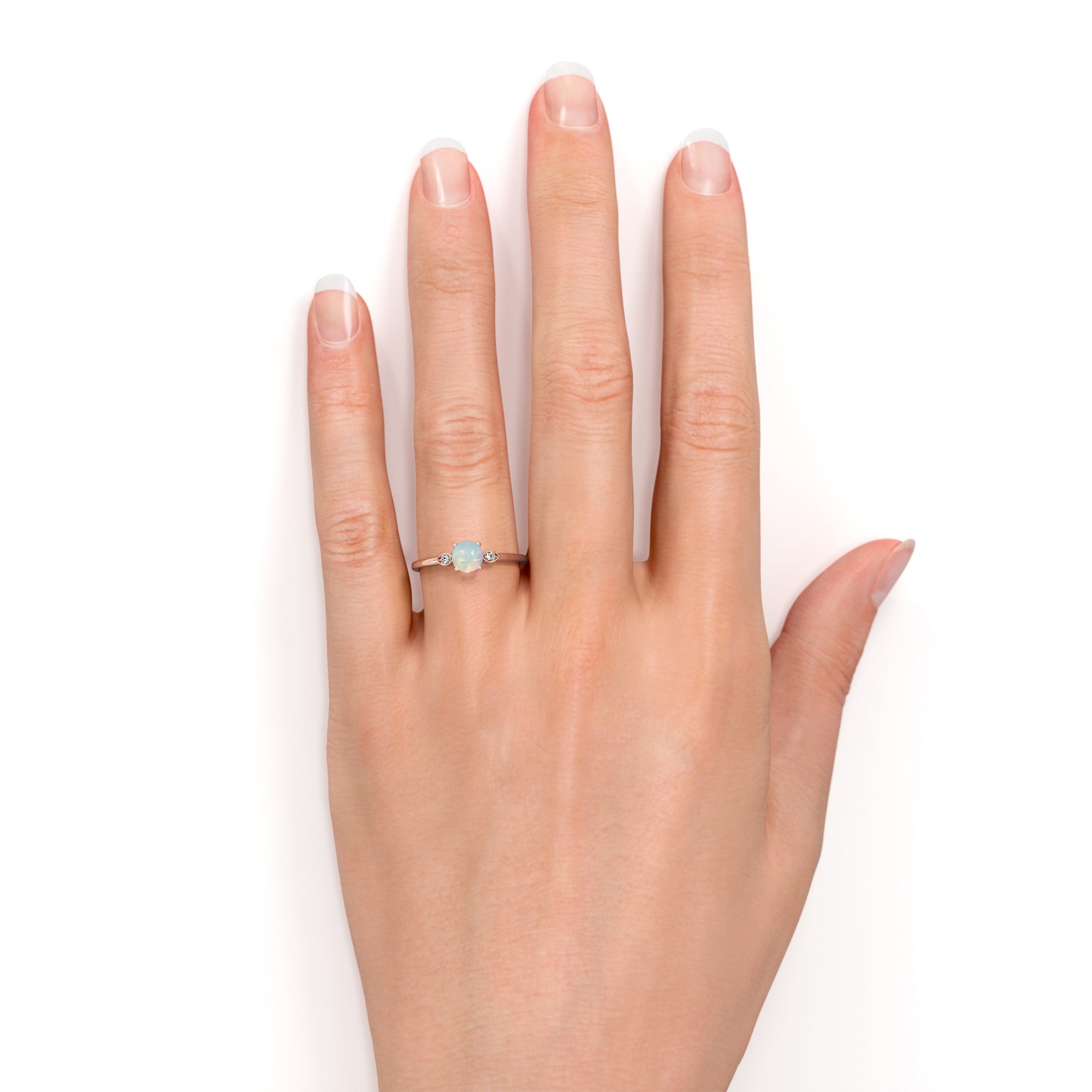 1.35 carat diamond ring on finger