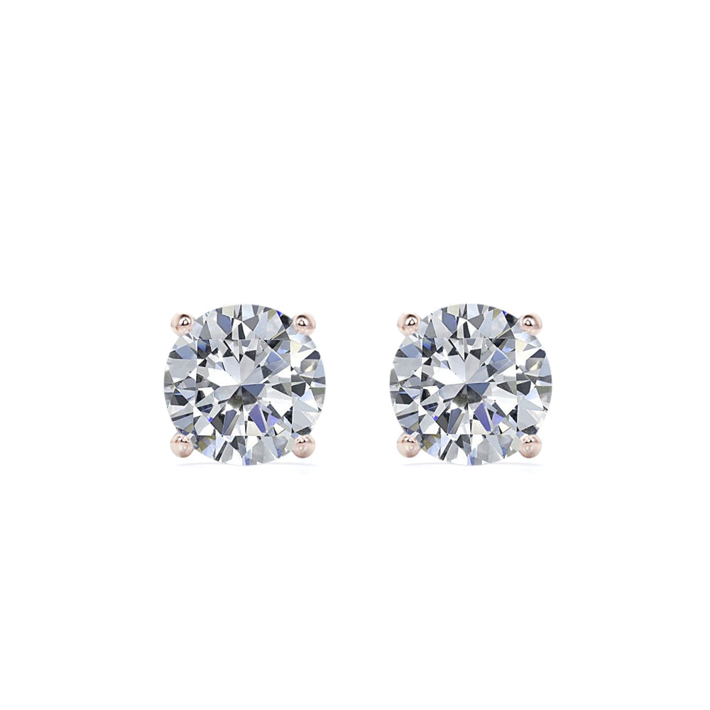 4 Prong 0.5 Carat Round Shaped Moissanite Solitaire Stud Earrings In 18K  White Gold Plating Over Silver 