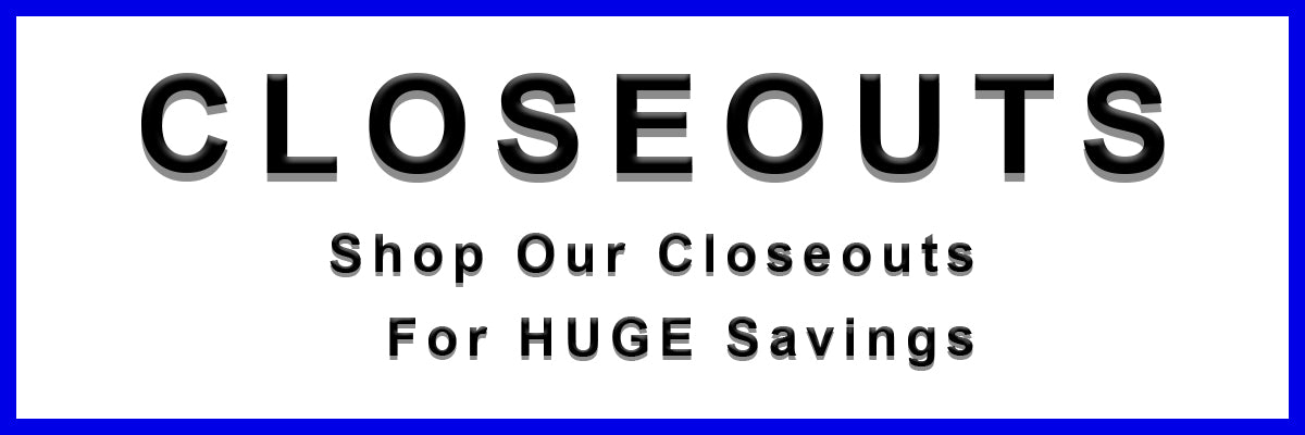 view all closeouts banner in large letters linked to available closeout items