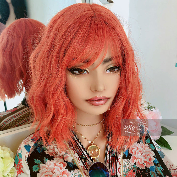 wavy hair wigs with bangs