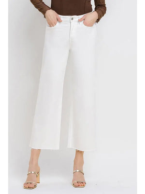 High Rise Crop Wide Leg Jeans - Glow