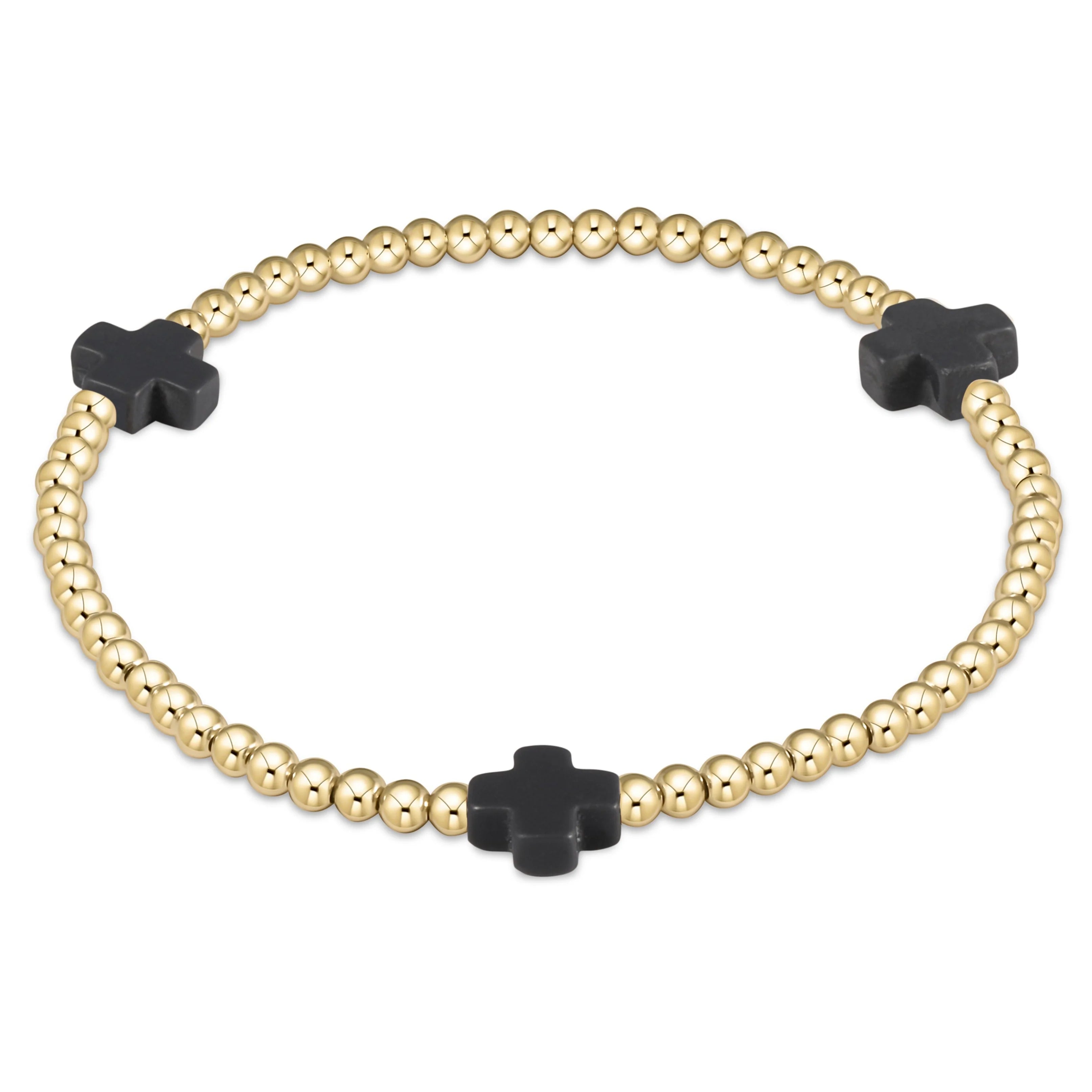 Enewton Extends Signature Cross Gold Pattern 3mm Bead Bracelet