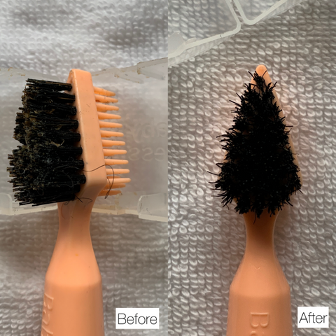 Boar Bristle Brush before and after