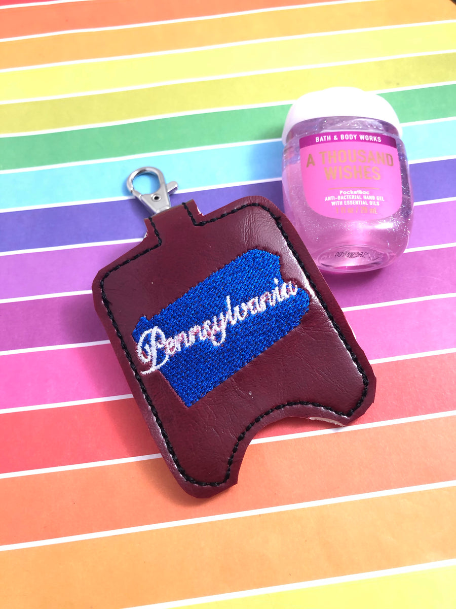 Pennsylvania Hand Sanitizer Holder Snap Tab Version In the Hoop Embroi ...