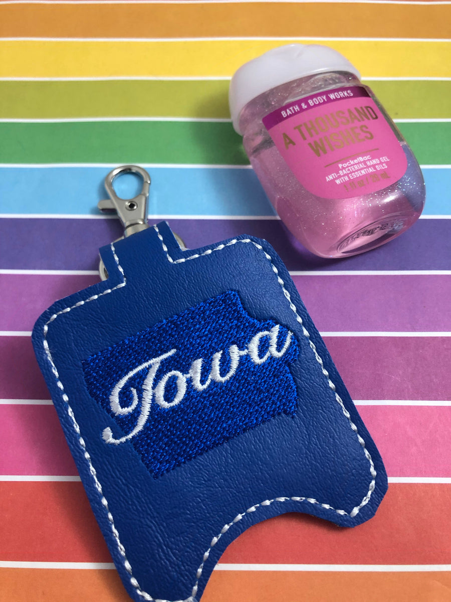 Iowa Hand Sanitizer Holder Snap Tab Version In the Hoop Embroidery Pro ...