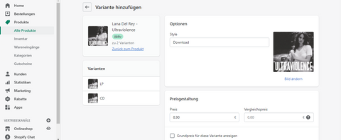 Shopify Produktvarianten