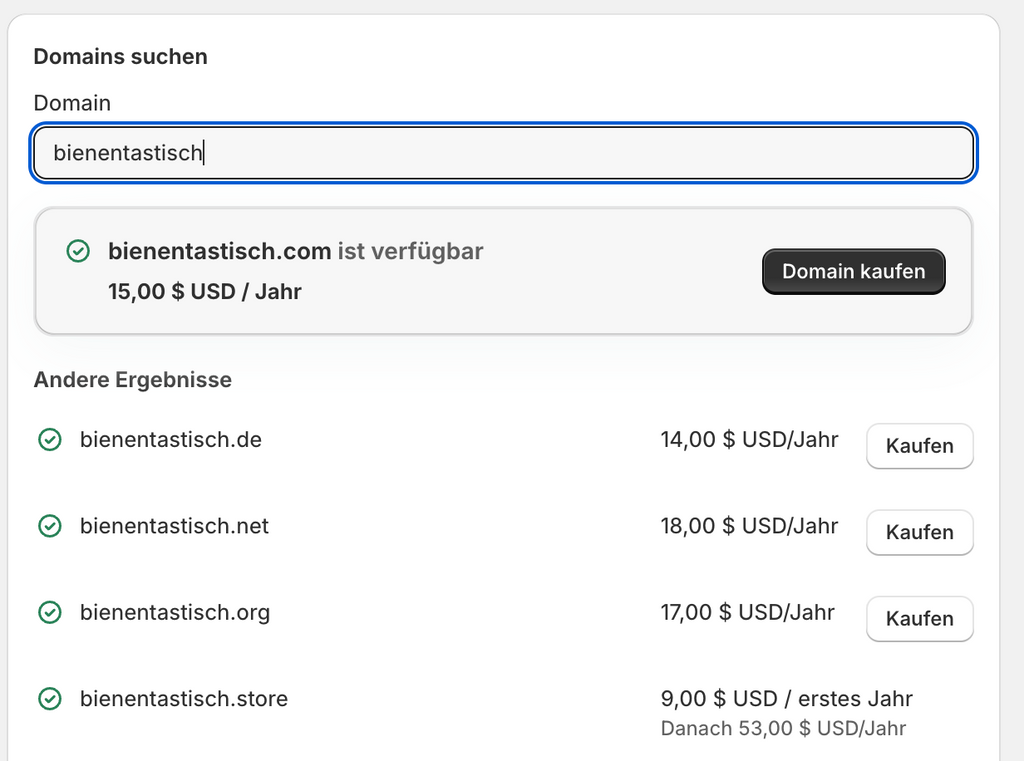 Domain auswählen