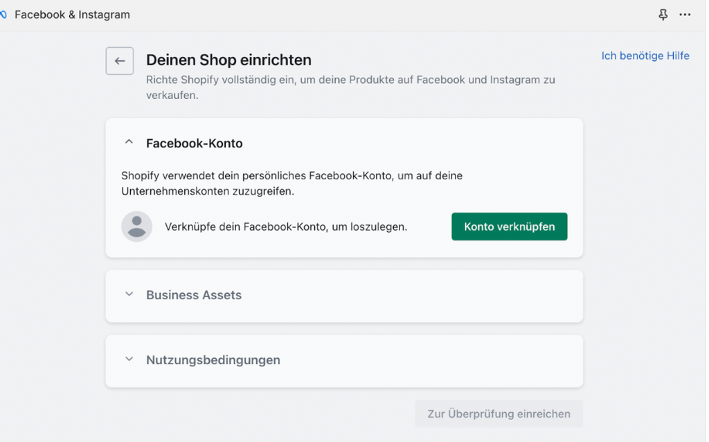 Einrichtung Verknüpfung Instagram und Shopify