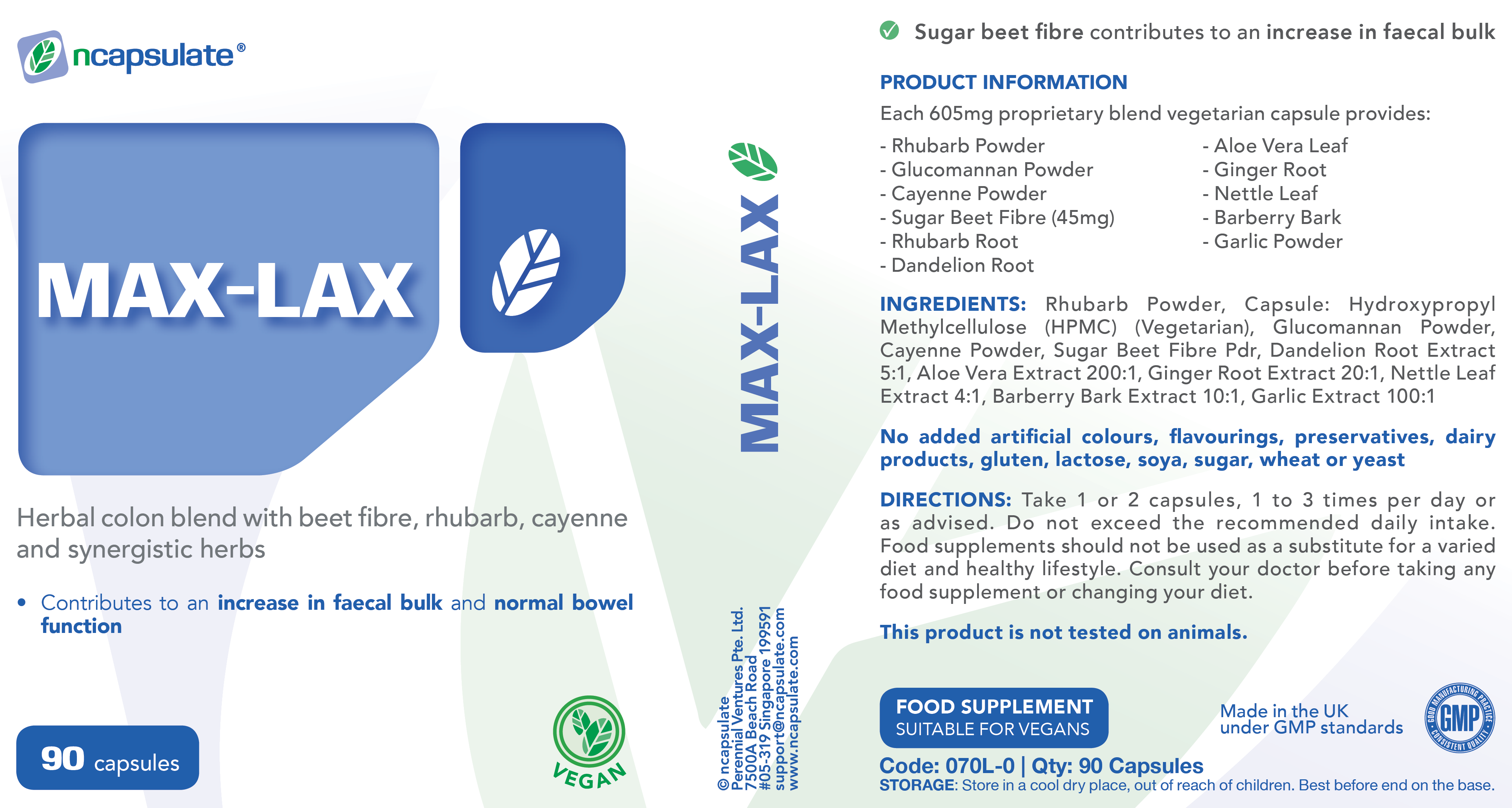 ncapsulate® MAX-LAX Premium Health Supplement Product Label