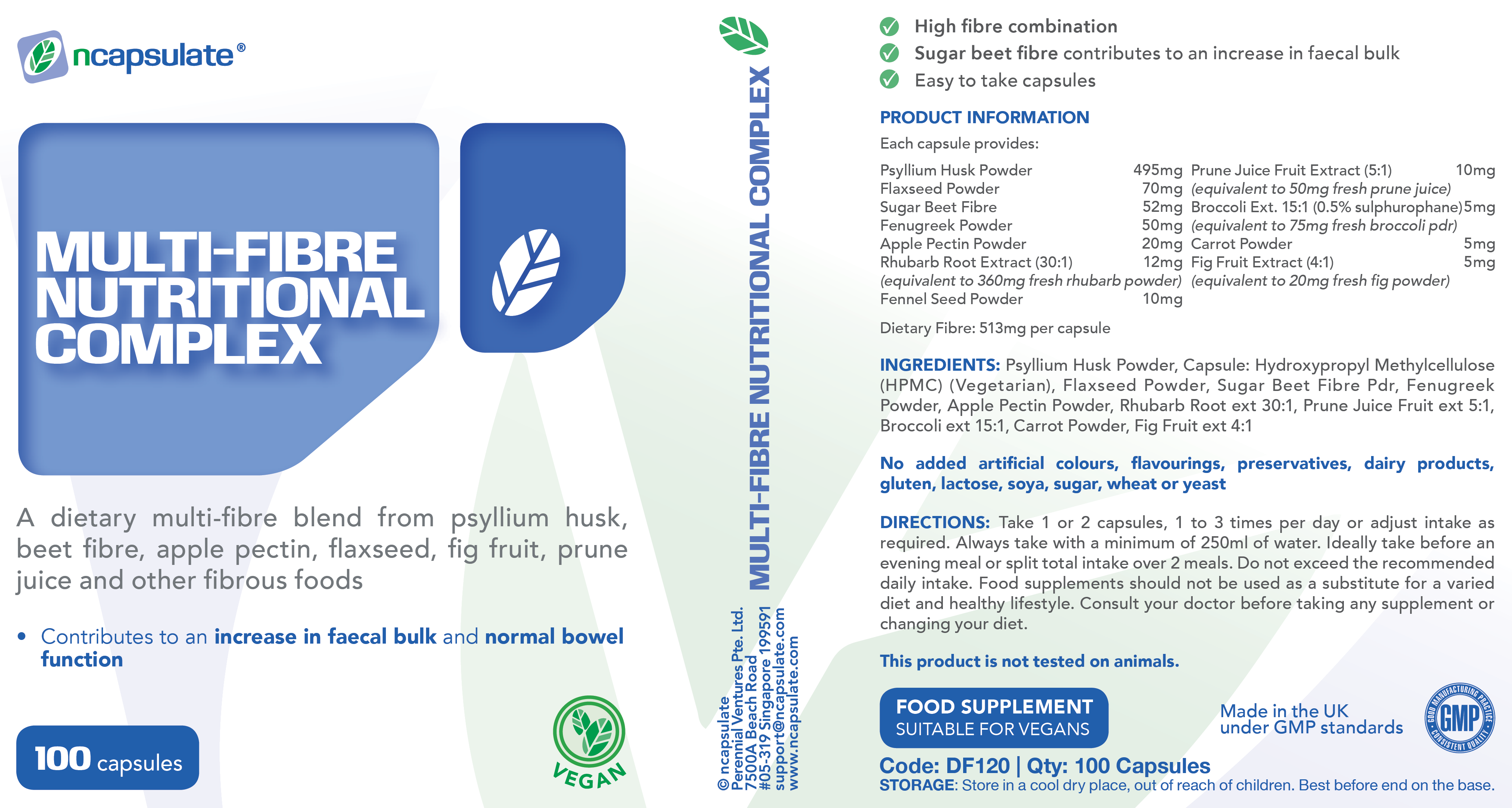 ncapsulate® MULTI-FIBRE NUTRITIONAL COMPLEX Premium Health Supplement Product Label