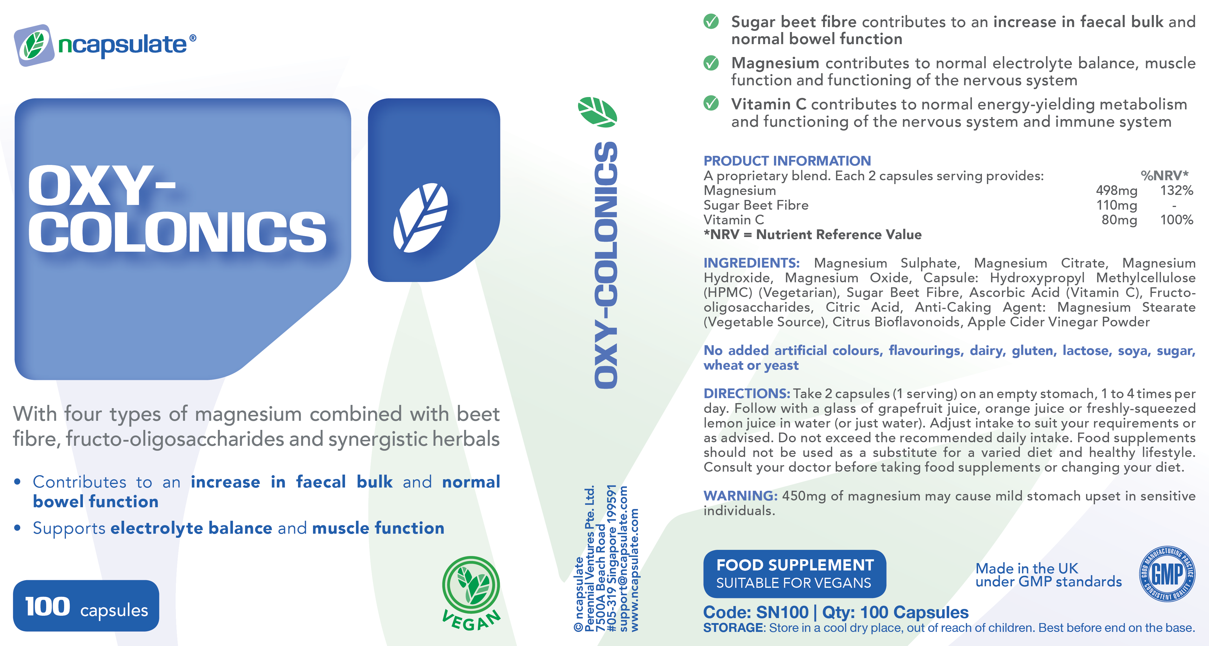 ncapsulate® OXY-COLONICS Premium Health Supplement Product Label