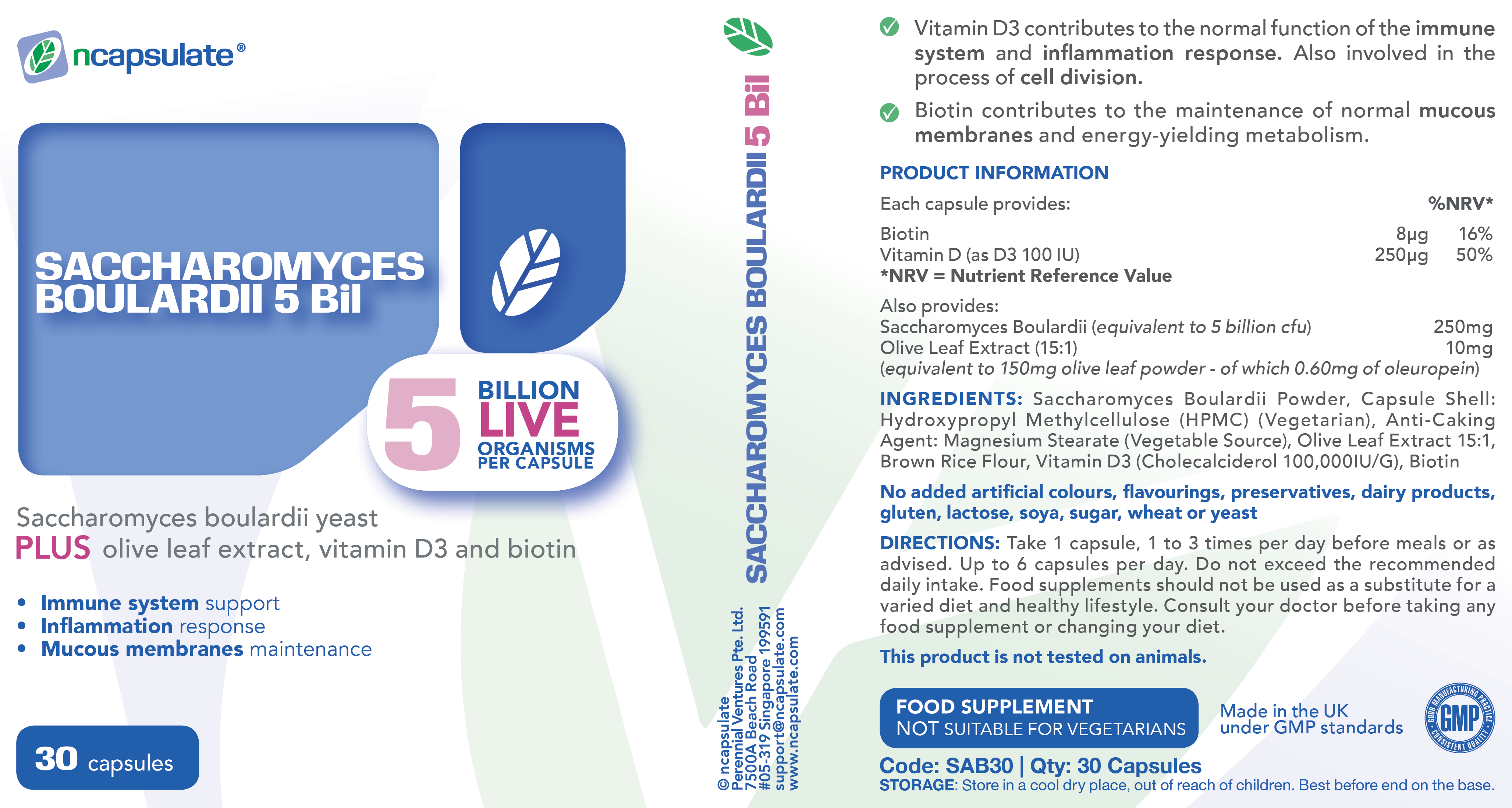 ncapsulate® SACCHAROMYCES BOULARDII 5 BIL Premium Health Supplement Product Label