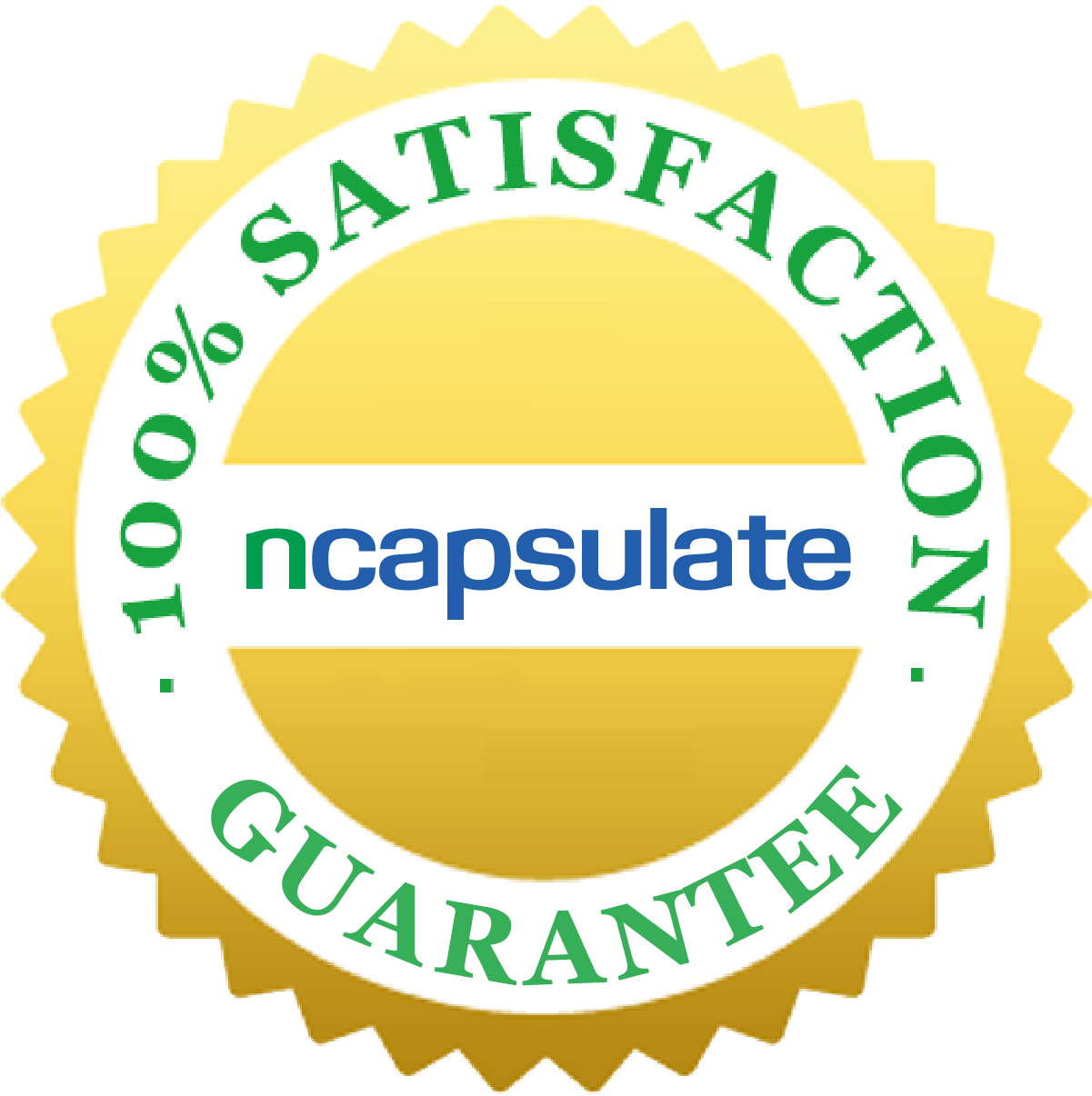 ncapsulate® Premium Health Supplements - 100% Satisfaction Guarantee Badge