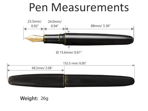 Wancher True Urushi Fountain Pen Midori Tamenuri